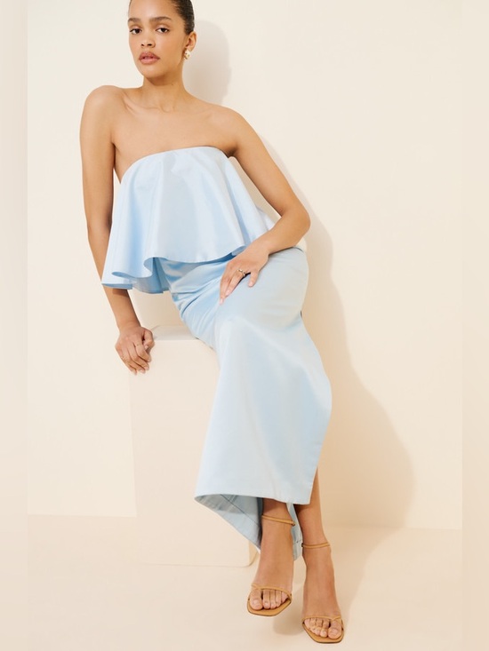 BHLDN Dresses & Skirts - BHLDN Strapless Ruffle Top Dress in Pale Blue